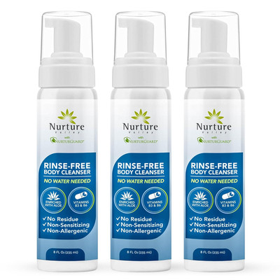 Nurture Rinse Free Waterless Foaming Cleanser for Women, Camping, Elderly & Hosp