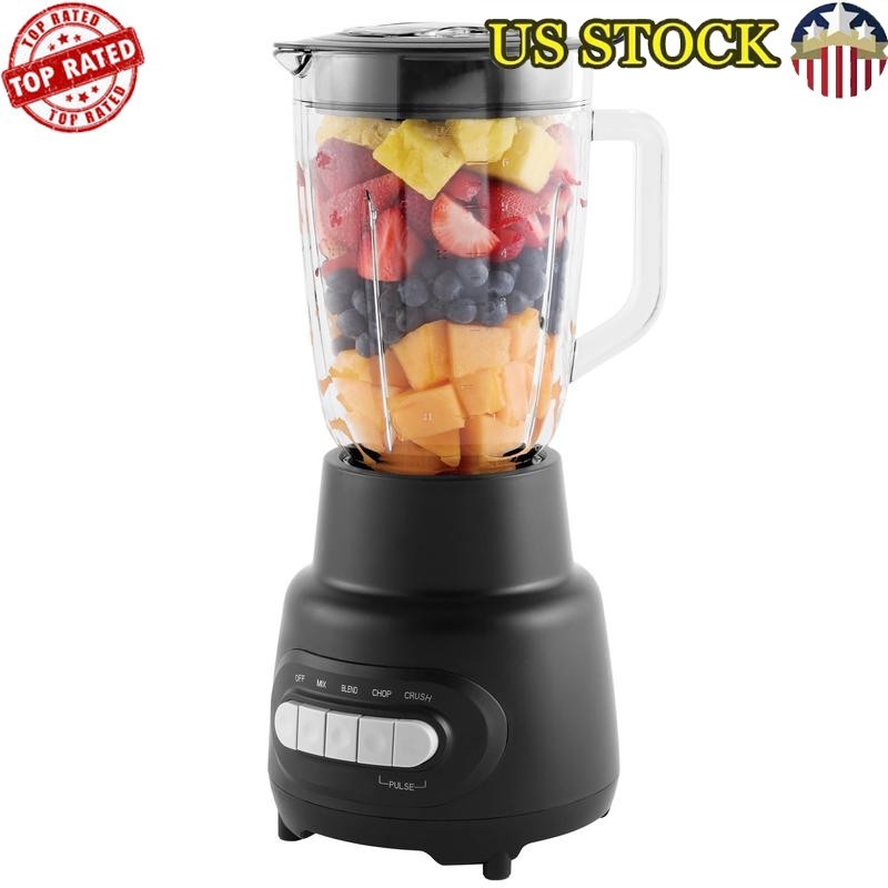 5 Speed Glass Blender 48Oz Jar Stainless Steel Blade Dishwas
