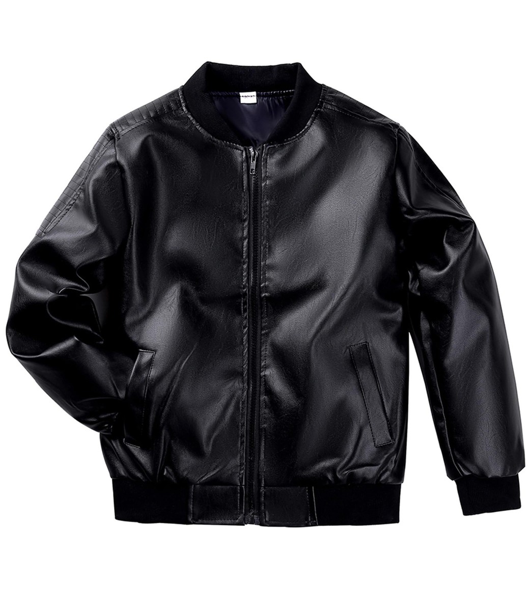 Boys Leather Jackets For Toddler Kids Faux Motorcycle PU Leather