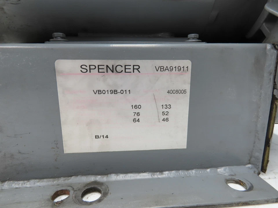 Spencer VB-019B-011 Regenerative Blower 2.5Hp 460V 160CFM 1-1/2" NPT Reversible - Image 2 of 4
