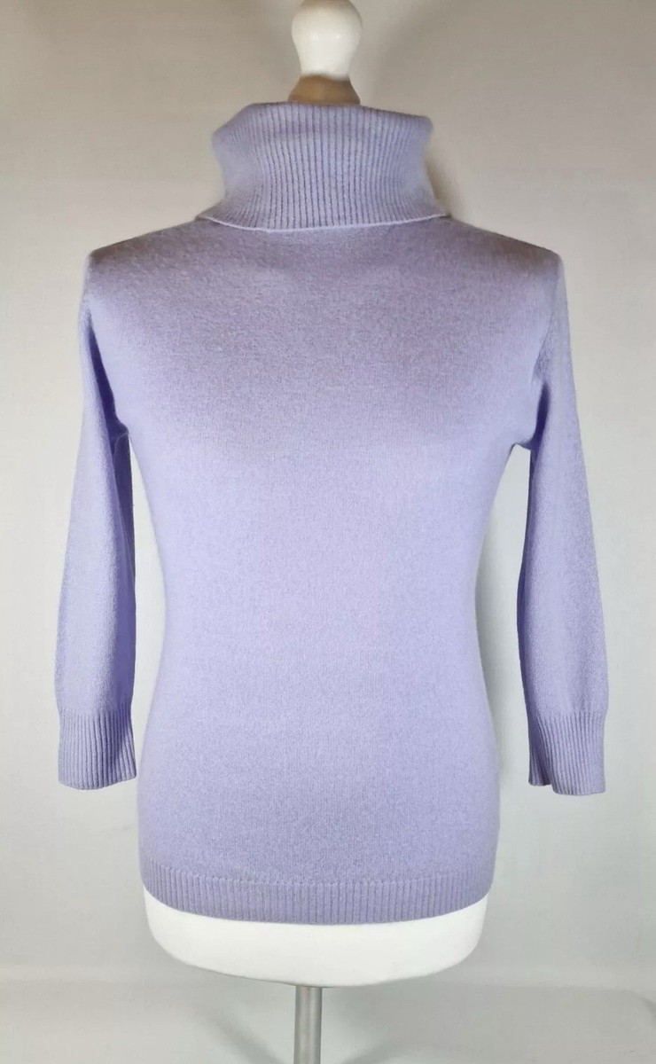 Ladies Woolovers Roll Neck Jumper Medium Cashmere Merino Wool Fine