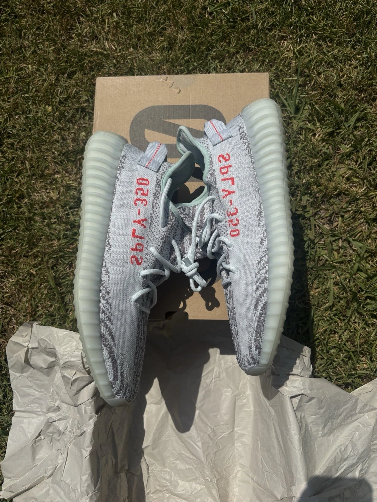 Taglia 11 2017 Yeezy 350 V2 Tinta Blu NUOVO