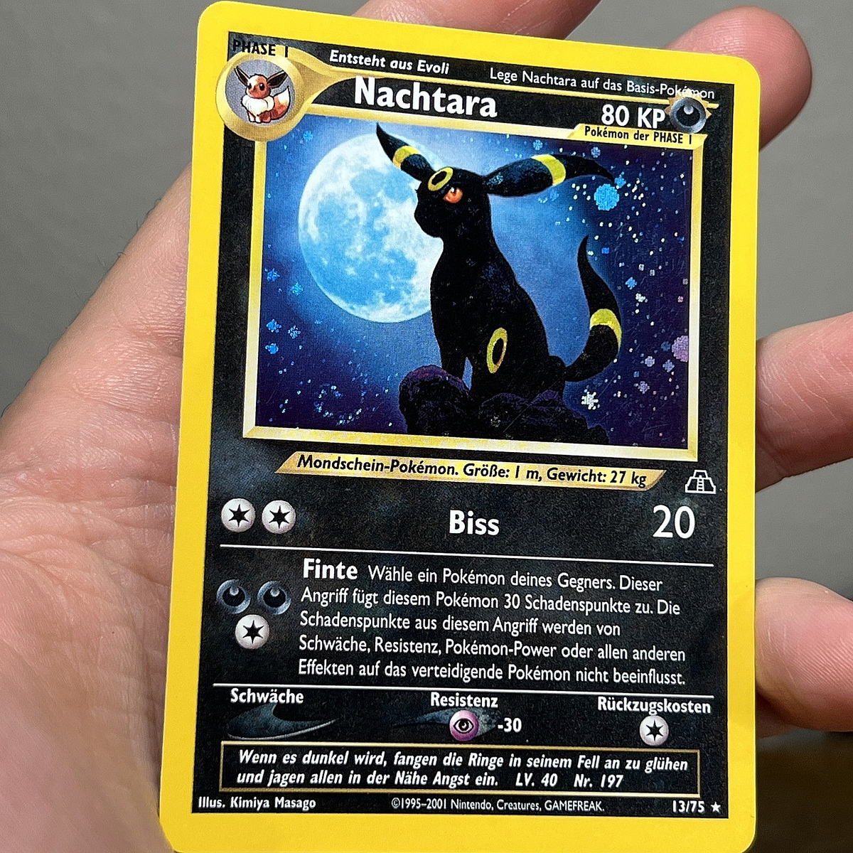 Umbreon Nachtara 13/75 GERMAN Neo Discovery Pokemon Card Holo