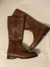 Franco Fortini Dylan Tall Riding Boots Brown Leather Womens Size 9.5M Side Zip
