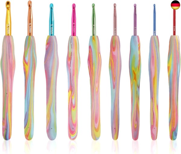HäKelnadel Set, 9 StüCk Regenbogen HäKelnadel Mit Softgriff, Aluminium Hä-image