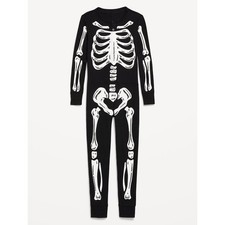Youth X-LARGE Skeleton Pajamas Black  White Gender Neutral Snug Fit PJ'S