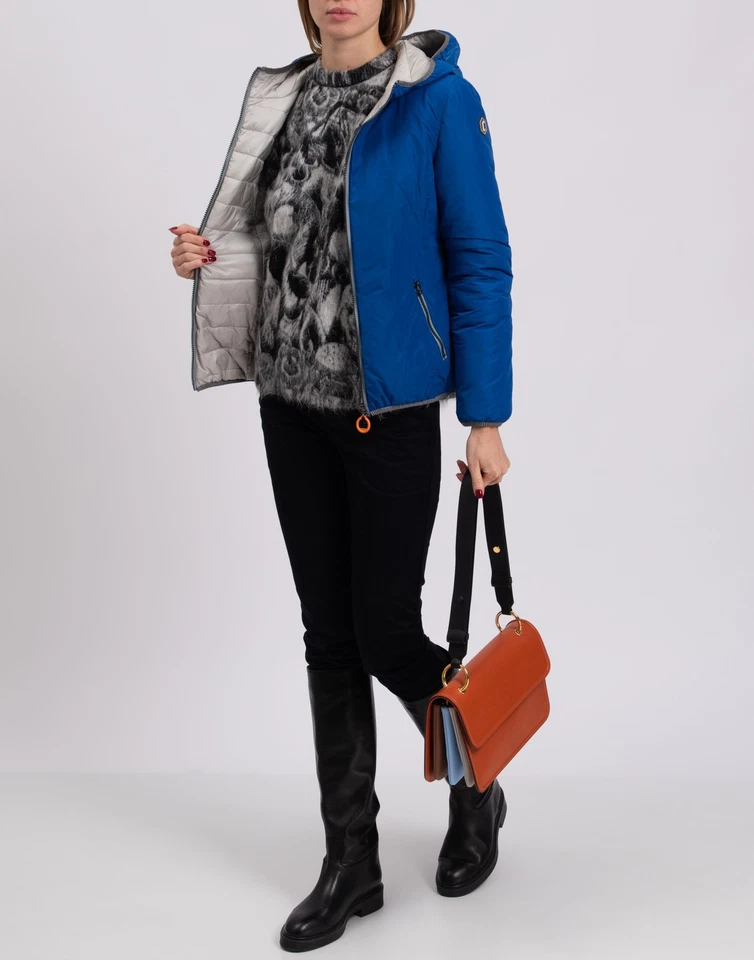 CRUST REVOLUTION Jacket Size S Padded Striped Trim Hooded Quilted Inside - Image 2 of 4