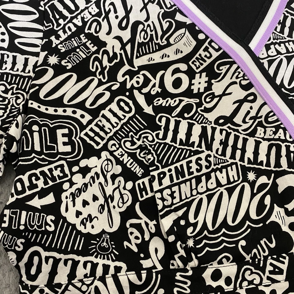 Koi Scrub Top Womens S Black and White Authentic Juliana Style 309PR NEW - Image 4 of 4