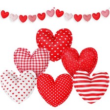 Kajaia 18 Pcs Valentine's Day Fabric Heart Ornaments for Tree 3.5 Inch Red