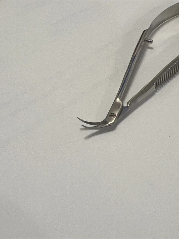 Tijeras quirúrgicas Alemania 722 AQ - Hojas curvas, herramienta oftálmica/microquirúrgica Foto 3 de 3