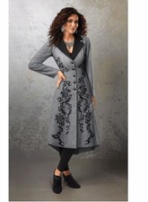 2X PLUS Midnight Velvet Gray Formal Dinner Wedding Church Eden Duster Jacket
