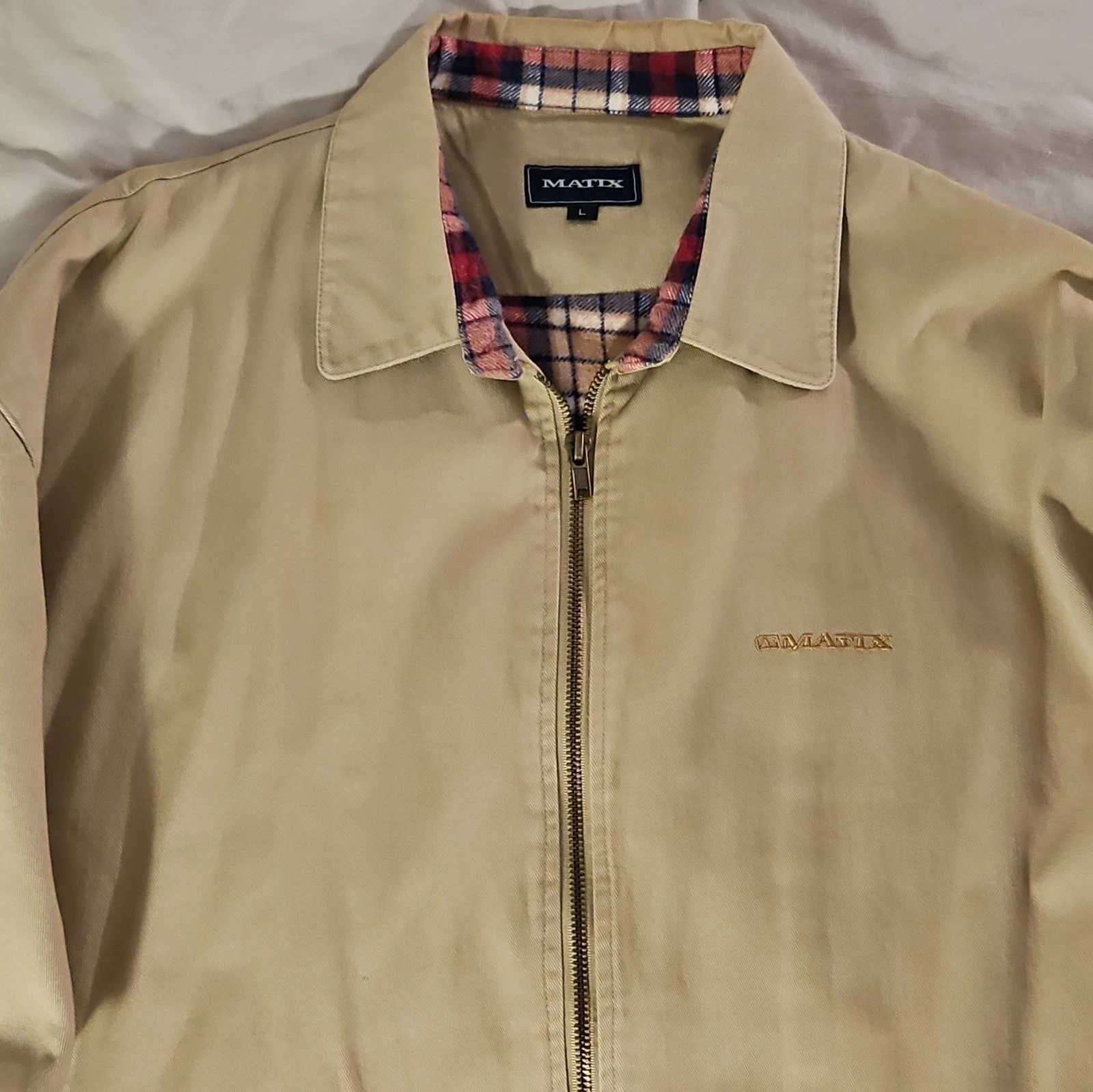 Vintage Y2k Skate Wear Matix Men's Beige Flannel Lined Jacket Twill Cotton L image 2