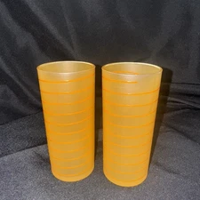 Swirl Glasses Frosted Orange Drinking Set of 2 - Short Juice - Cocktails - 6"
