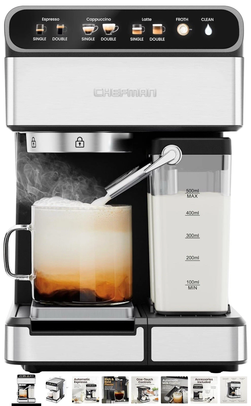 Chefman CaféMaster Pro Espresso Machine with Built-In Milk Frother
Opens in a new window or tab