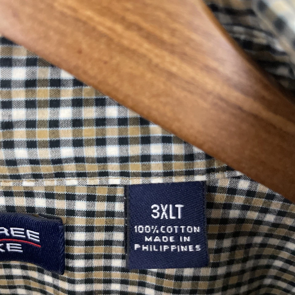 Roundtree & Yorke 衬衫男式 3XLT 高 XXXL 米色格子长袖纽扣 — 第 4/4 张图片