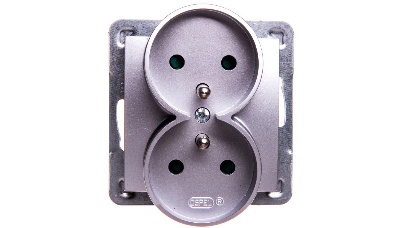 Impression Double Socket with/u with Trims Silver GP-2YRZP/m/18