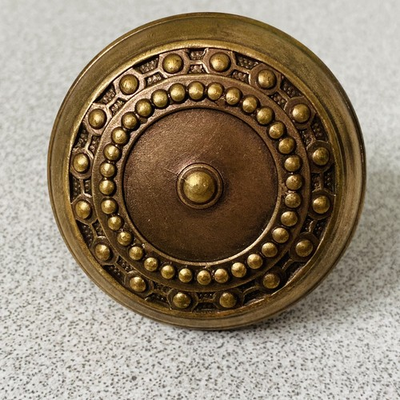 #ad Antique Vtg FC Linde Door Knob Cast Bronze 2 1 4quot; C:1885 Eastlake Circles $55.00