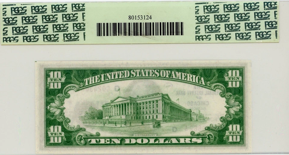 1929 $10 CHICAGO Federal Reserve Bank Note. Fr. 1860-G - PCGS 65 PPQ- Gem Uncirc - Image 2 of 2