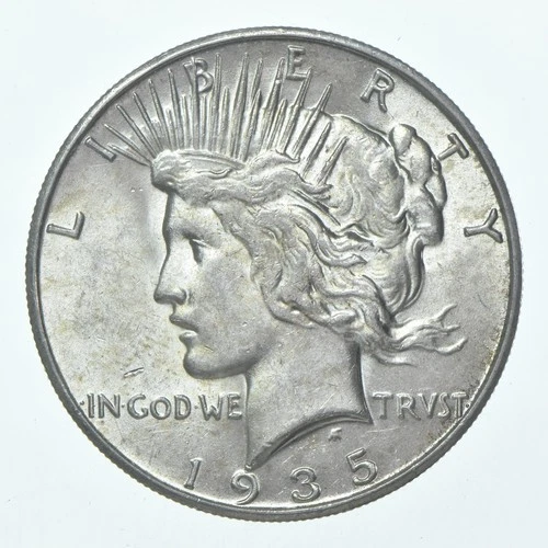 (1) 1935 (P) Choice AU Peace Silver Dollar 90% - CH AU Almost Unc *4007