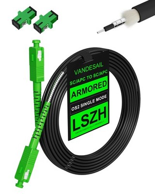 30M SC/APC Fiber Optic Internet Cable 100ft, Outdoor Armored SC/APC Fiber Pat...