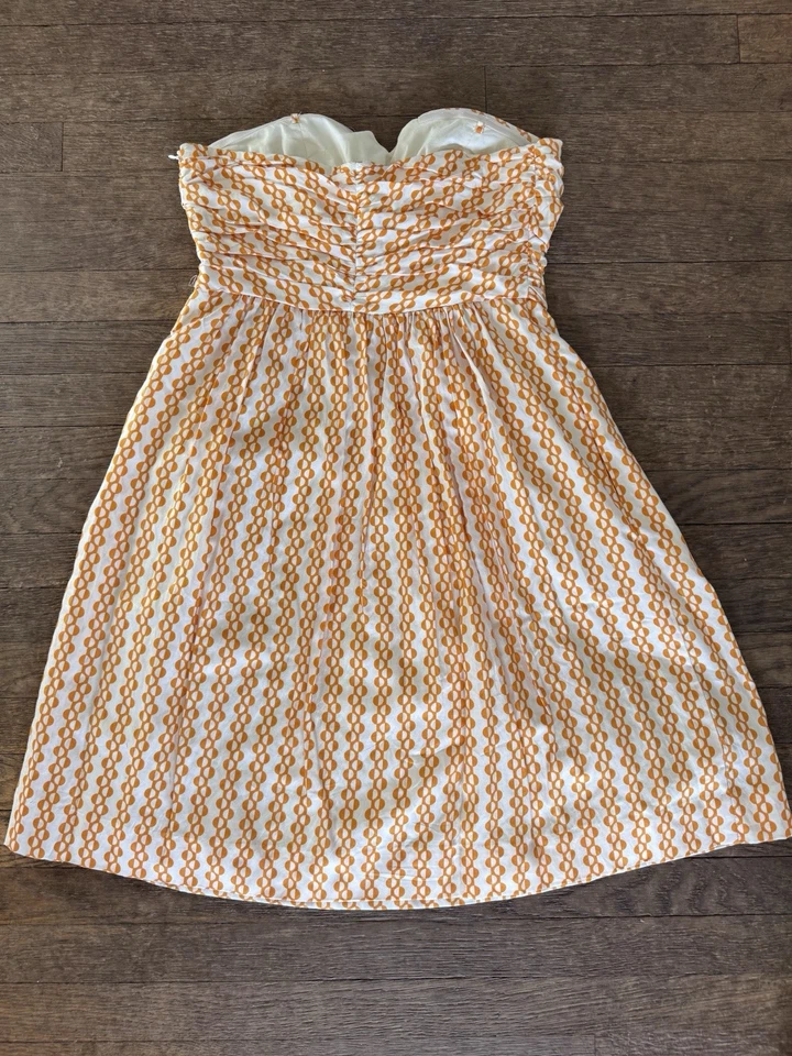 Vestido Anthropologie Vanessa Virginia Antumbra laranja branco sem alças tamanho 8 - Imagem 2 de 4