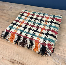 VINTAGE TAPESTRY WEAVE TARTAN CHECKED LAP BLANKET THROW PICNIC COLOURFUL RETRO