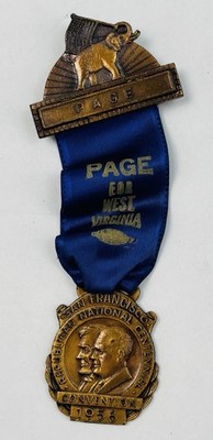 Rare 1956 RNC West Virginia Page Badge Eisenhower Lincoln Centennial Medal GOP