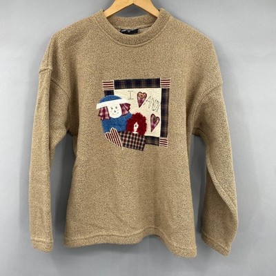 Vintage Exist Sports Line Raggedy Ann Andy Patchwork Sweatshirt Tan Women's M