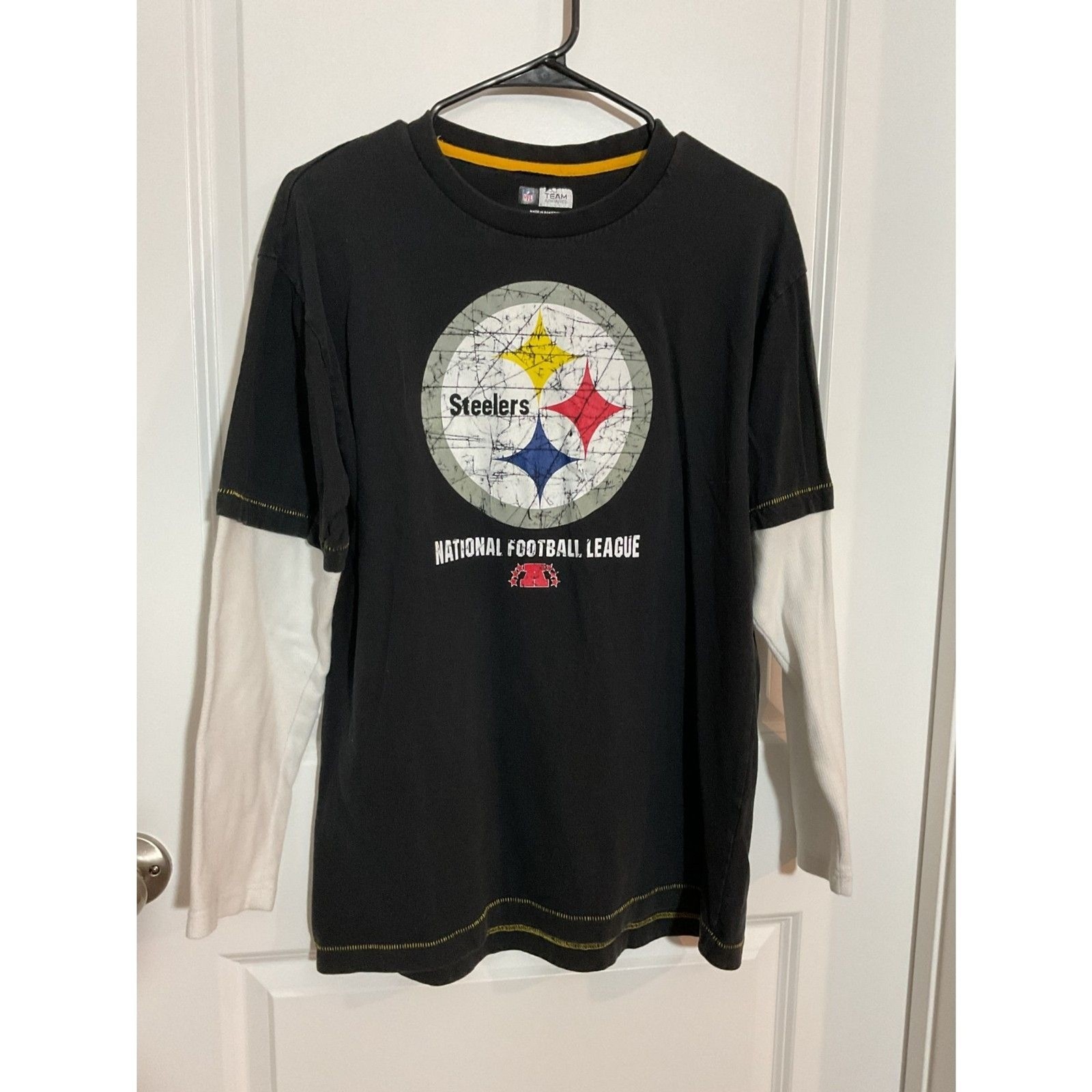 NFL Pittsburgh Steelers Double Layer Long Sleeve T Shirt Men's Size M