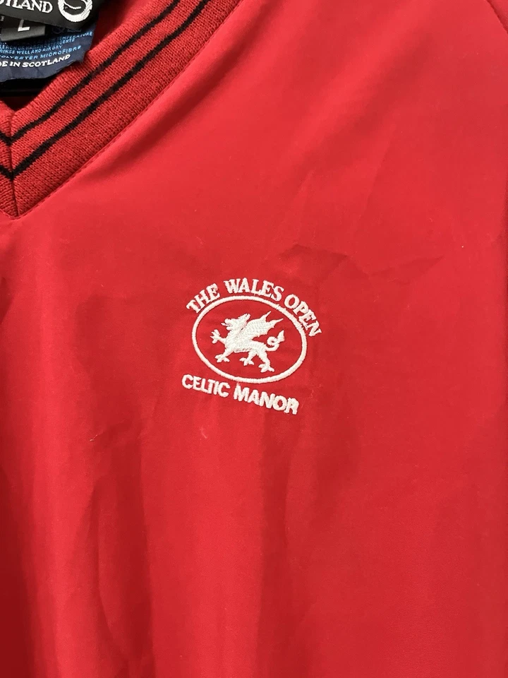 Vtg. Sunderland of Scotland The Wales Open Celtic Manor Dragon Pullover SZ L Red - Image 3 of 4