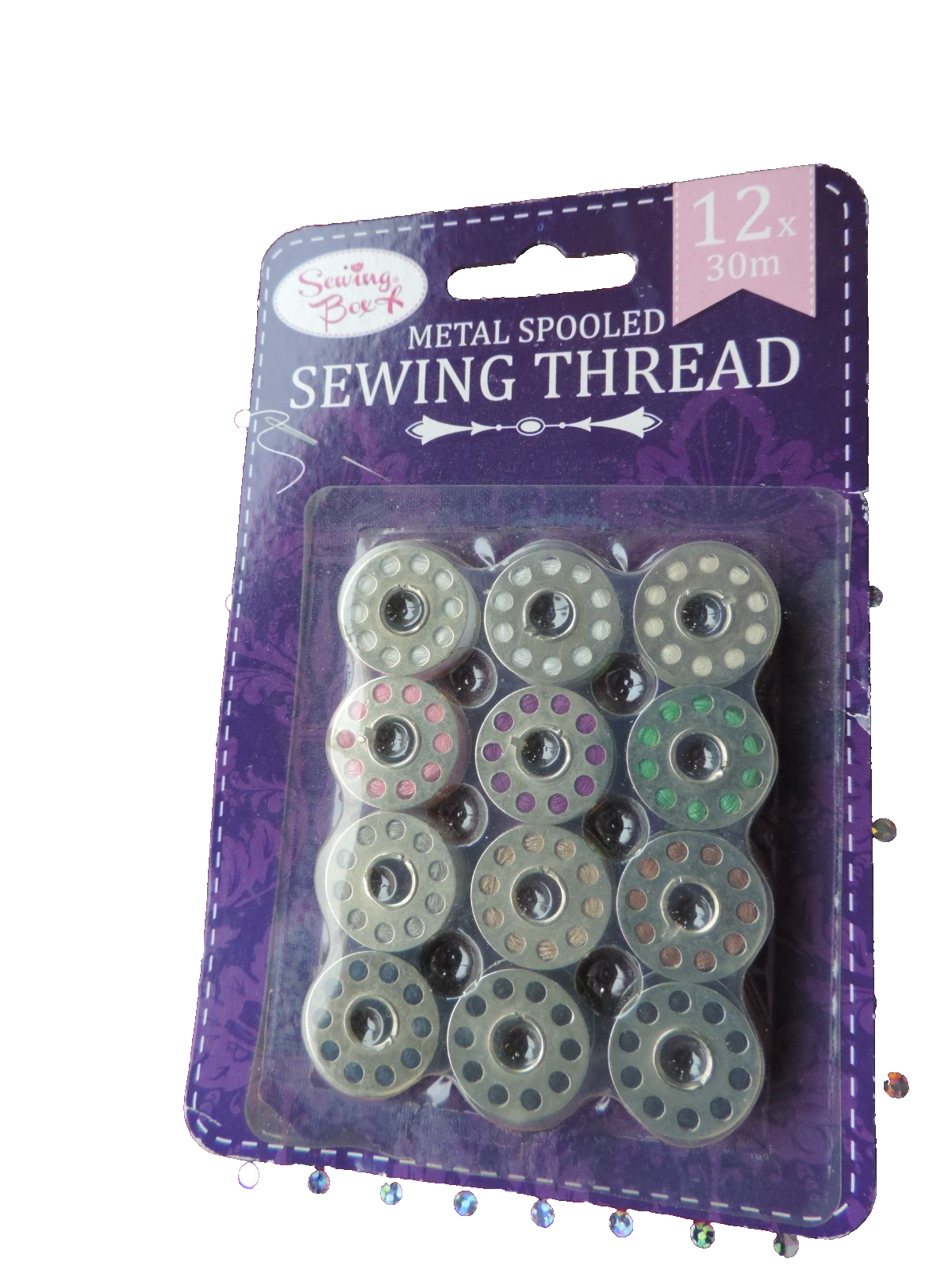 12 X Metal Sewing Threads Spools 20mm Wide Bobbins Coloured  Reels Mixed Colour