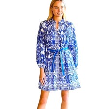 Antonio Melani Womens 12 Brynn Navy Blue White Sea La Vie Dress NWT