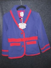 Tulle Anthropology Navy Blue & Red Trim Blazer Jacket Medium Womens Style A7177