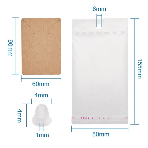 1 juego de tarjetas de exhibición de joyería de papel BurlyWood 9x6 cm con bolsas de celofán nueces para los oídos - Imagen 7 de 7