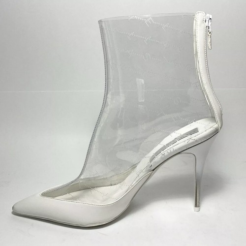 STELLA MCCARTNEY Womens Transparent PVC Logo Ankle Boots Booties White 10 - Picture 4 of 11