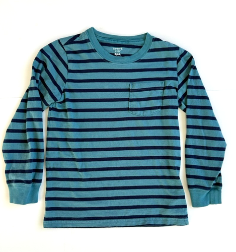 Carter's Kid 6/6A Stripe Long Sleeve T Shirt Teal/Blue