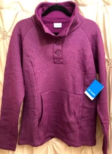 NEW COLUMBIA FELIX PEAK PULLOVER Women's Large Raspberry 1/4 Button Warm Top