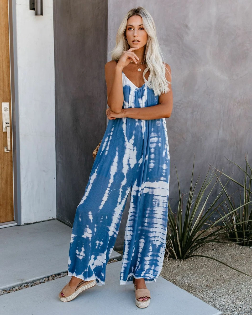 Womens Sling Jumpsuit Loose Wide Leg Trousers Sleeveless Romper Playsuit  Casual | eBay