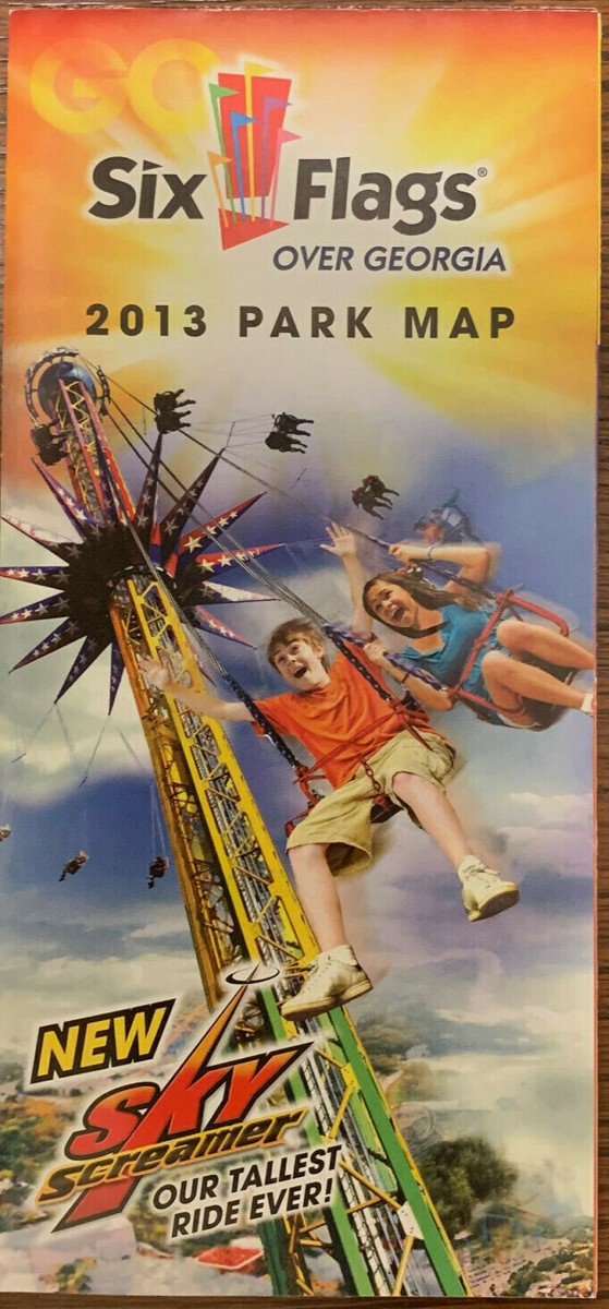 2013 Six Flags Over Georgia Park Map Amusement Park Roller Coaster