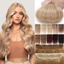 Thick Hairpiece Clip in Real Remy Human Hair Extensions 3/4 Full Head One Piece