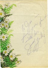 JUDY GARLAND Signed Handwritten Note - Film Star Actress - preprint
