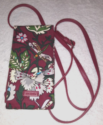 Vera Bradley Iconic RFID Envelope Crossbody Bordeaux Blooms Red Floral Print