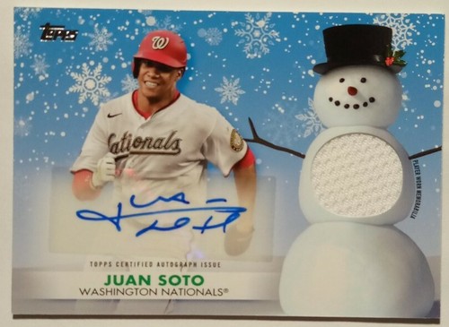 2021 Topps Holiday Baseball Juan Soto Autograph Relic Parallel Card 18 