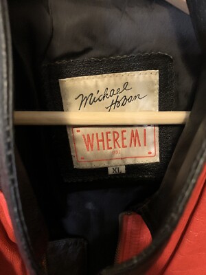 Vintage Michael Hoban WhereMI 8 Ball Color Block Leather Jacket Sz
