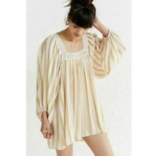 Urban Outfitters Stripe Crochet Babydoll Swing Mini Dress M