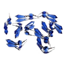 20xBlue Crystal Chandelier Lamp Icicle Prisms Parts Hanging Drops Pendants 38mm@