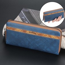 Men's Long Zipper Wallet Leather Clutch Credit Card Holder Purse Phone Handbag