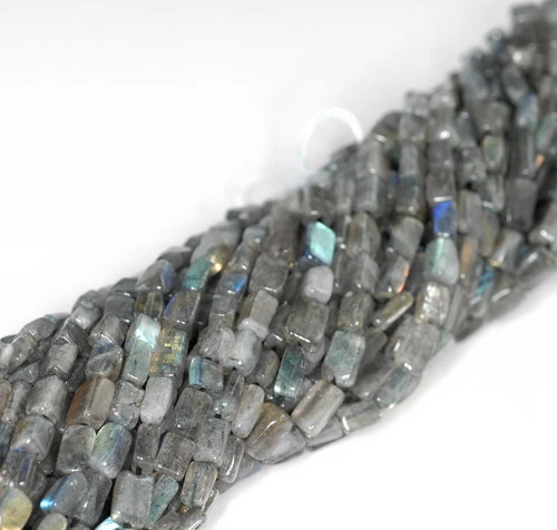 5X4-8X4 MM GRAUER LABRADORIT EDELSTEIN RECHTECK ROHR LOSE PERLEN 14-15 ZOLL - Bild 4 von 4