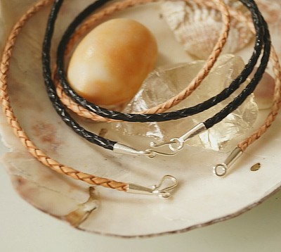 2,5 / 3 mm Bolo Öko Lederkette / Armband 40 - 60 cm 925er Silber Schwarz Natur