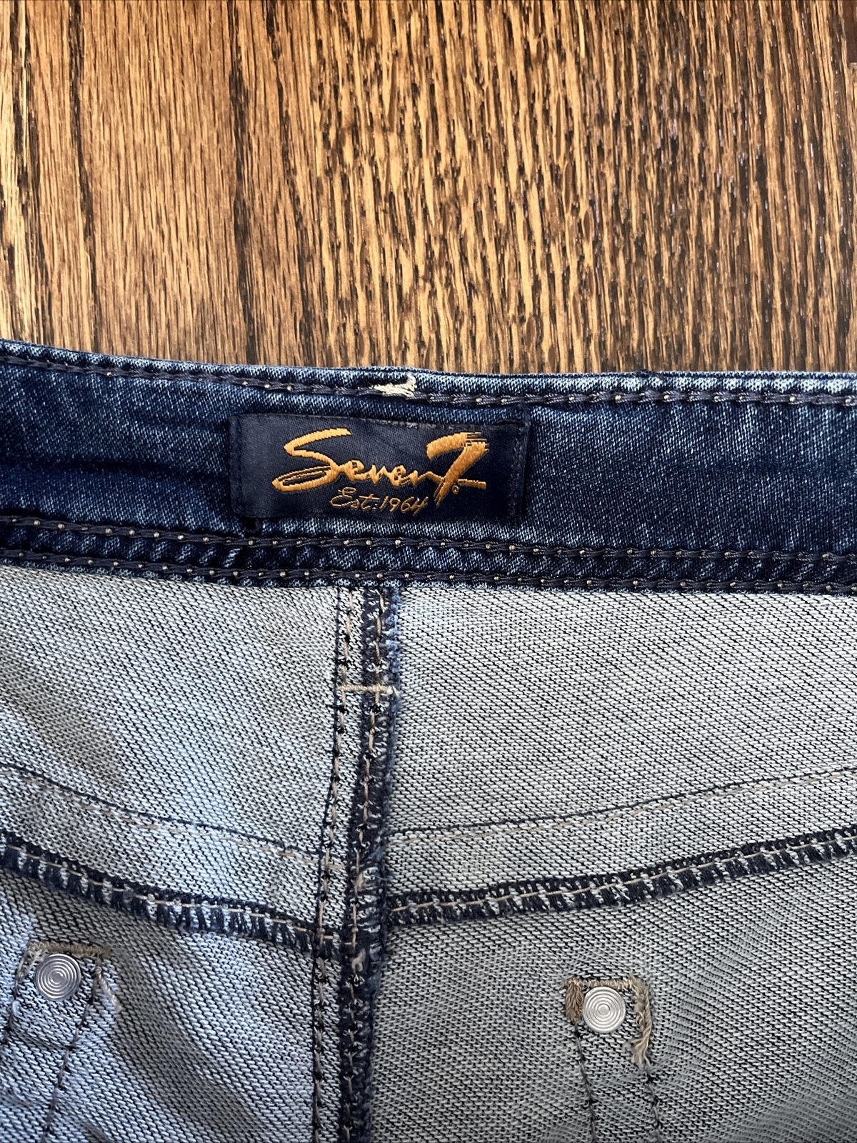 Seven7 Jeans Shorts Womens Size 12 Med Wash Blue Denim Waist 34 - View 4